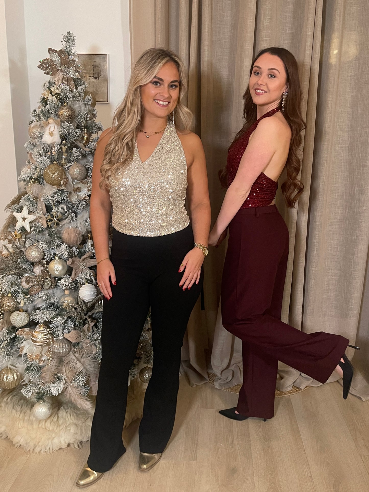 Sequin Top - Burgundy Red