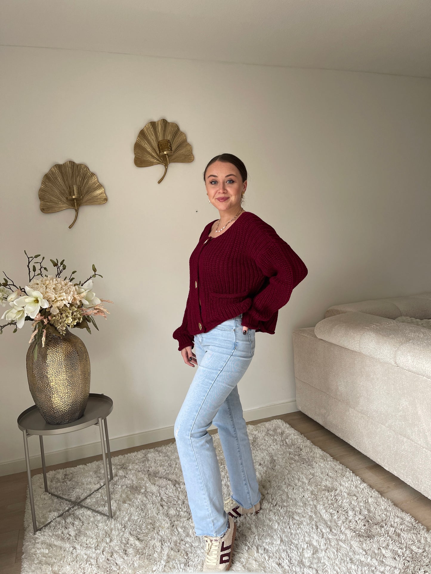 Mauve Vest - Burgundy Red