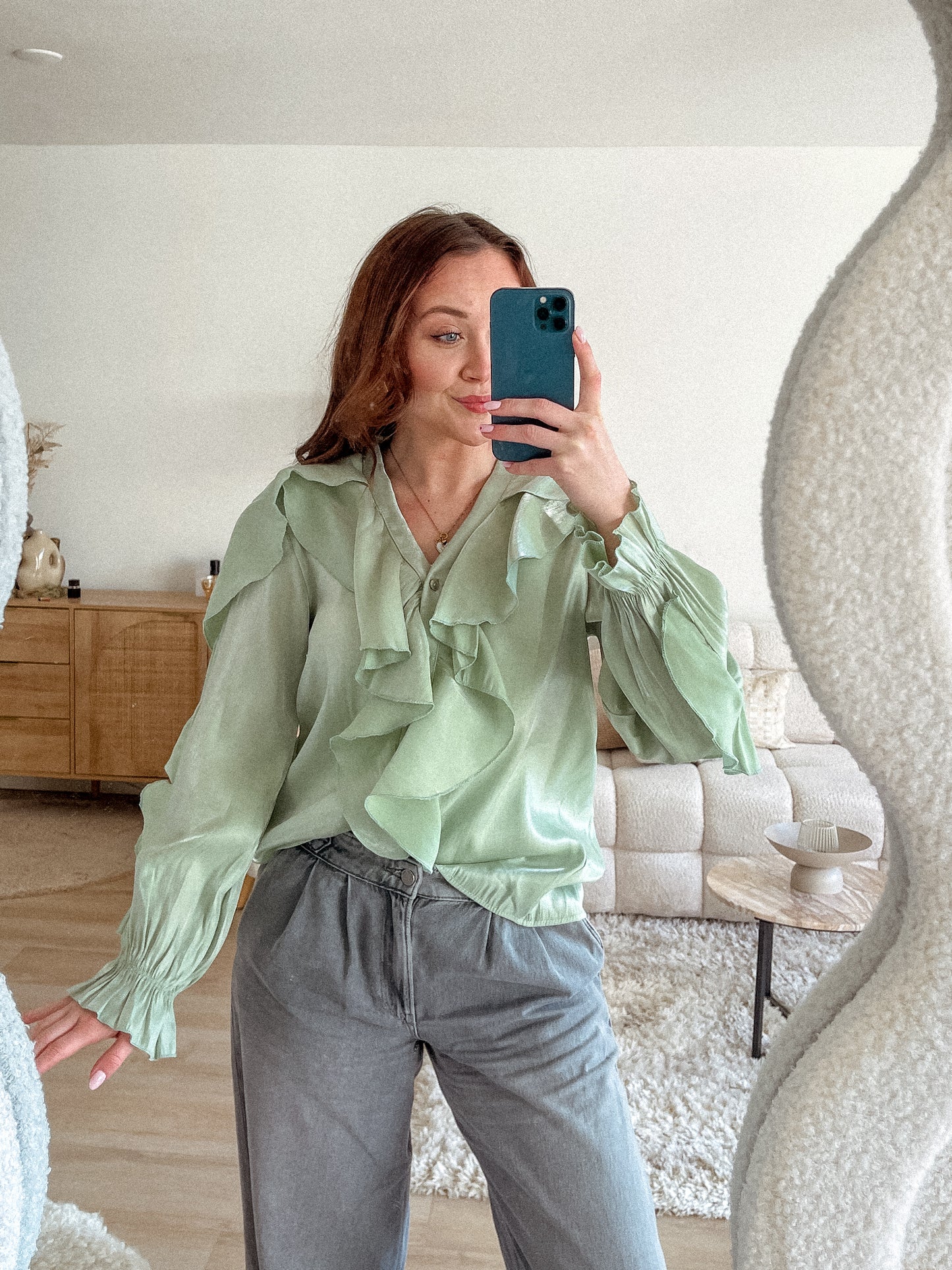 BIBI BLOUSE - ZACHT GROEN