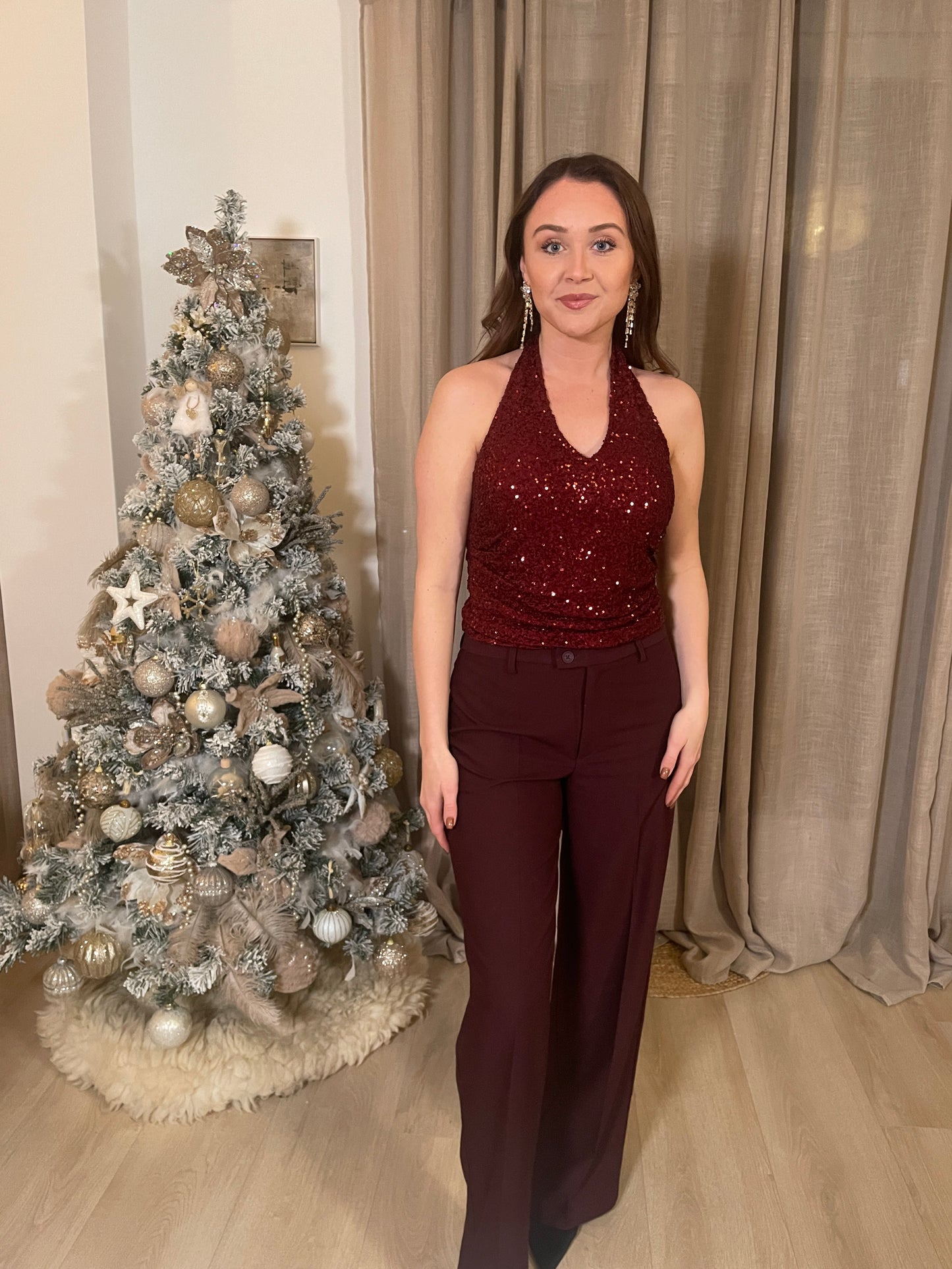 Sequin Top - Burgundy Red