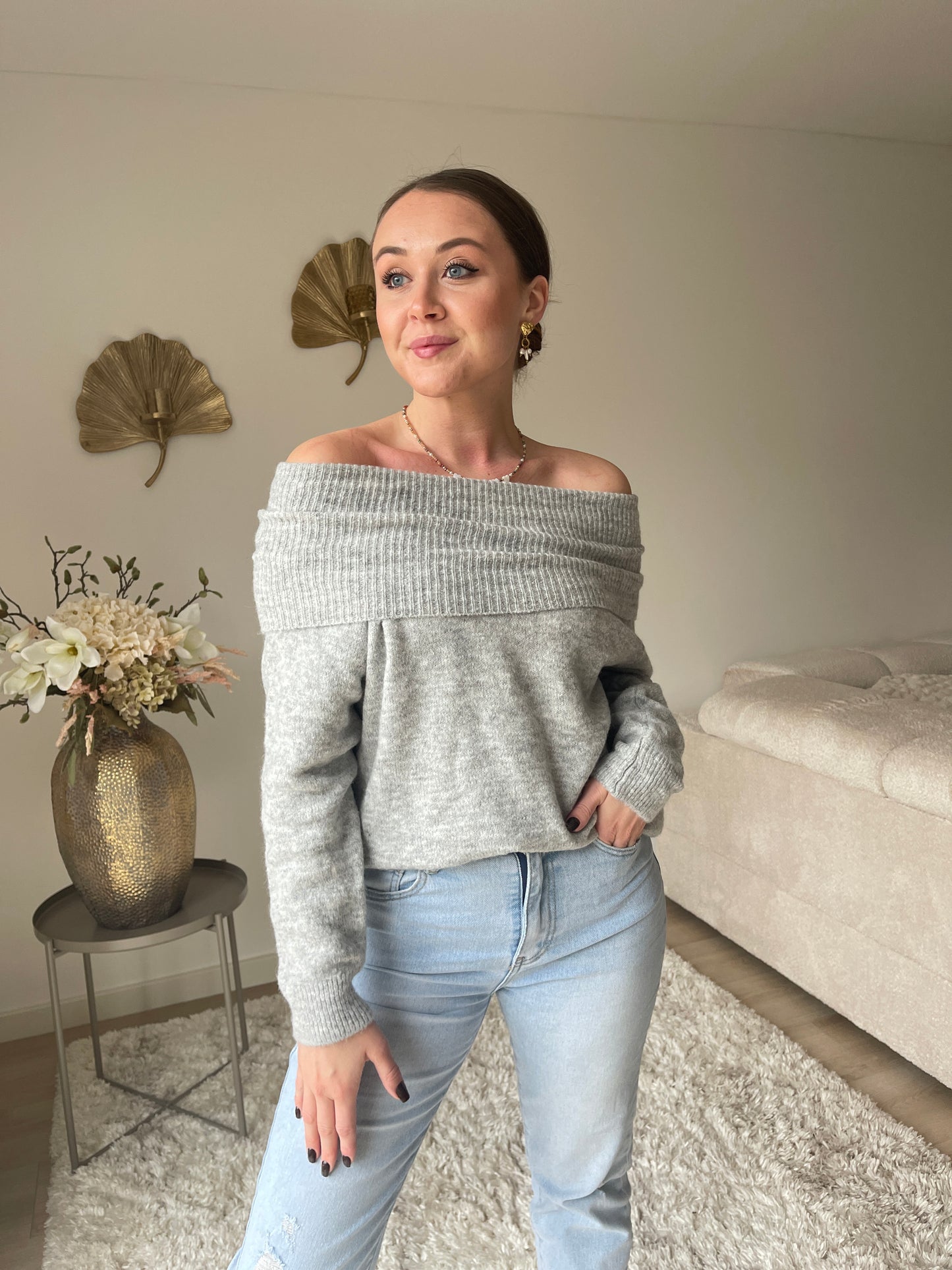 Philou Off Shoulder Knit - Grijs