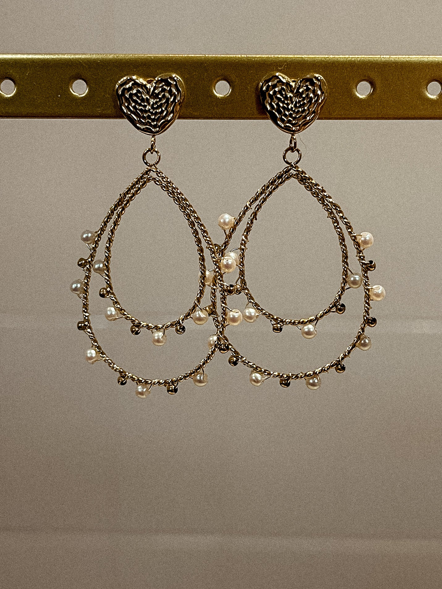 PEARL HEART OORBELLEN - GOUD