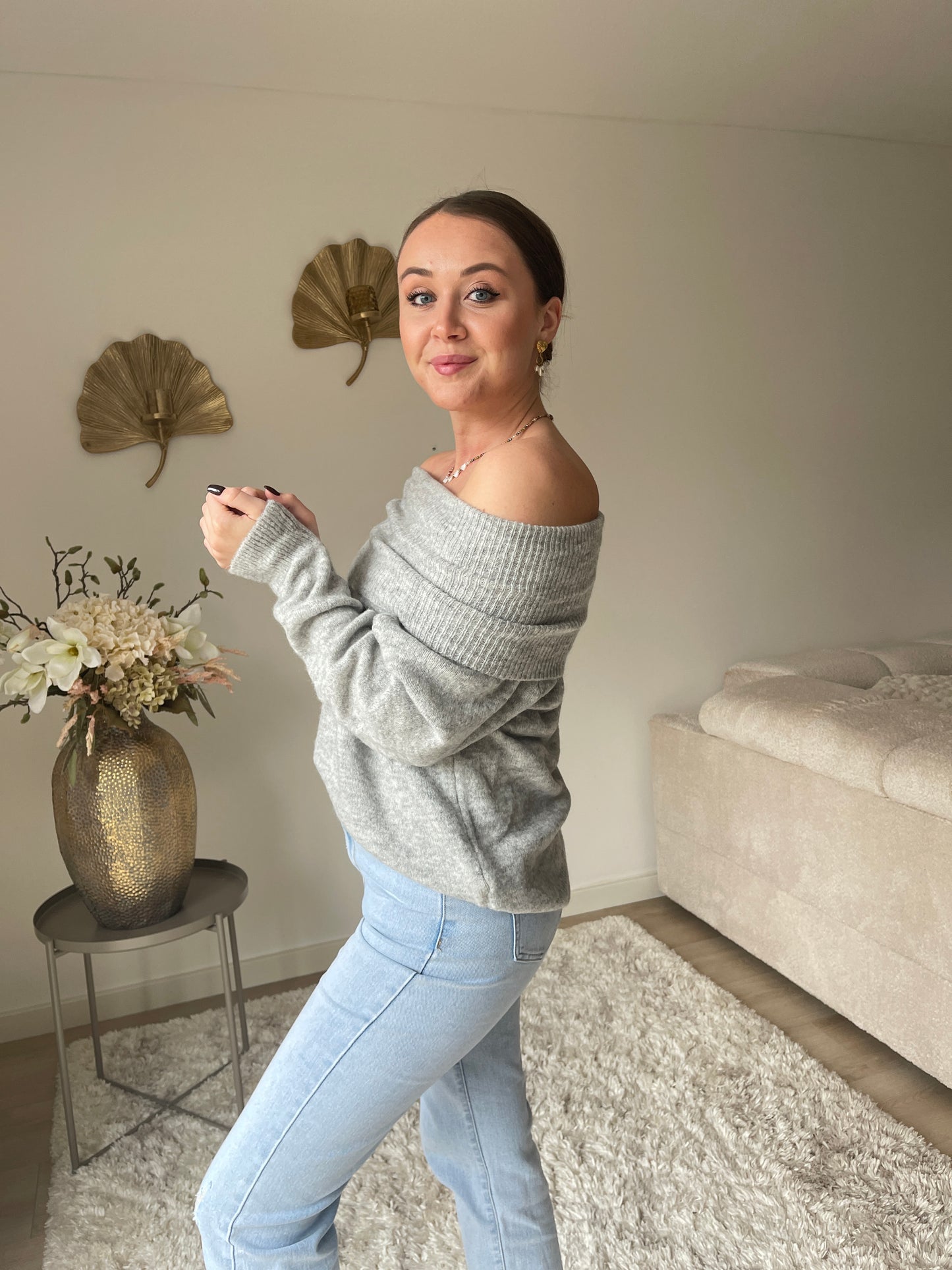 Philou Off Shoulder Knit - Grijs
