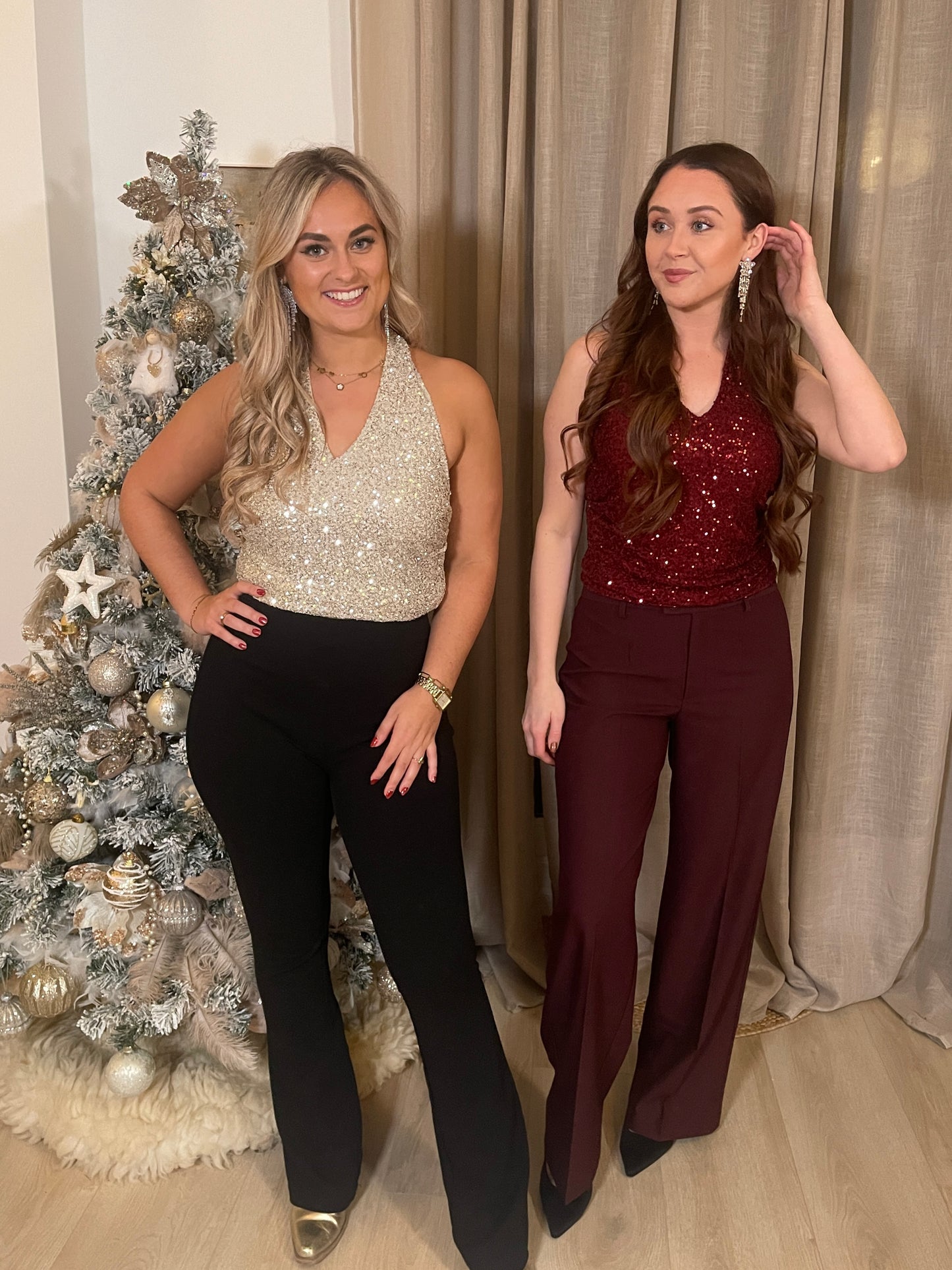 Sequin Top - Burgundy Red